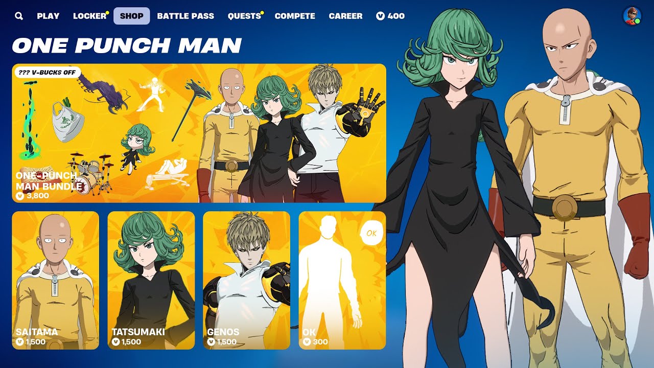 NEW One Punch Man SKINS & EMOTES BUNDLE Item Shop Fortnite