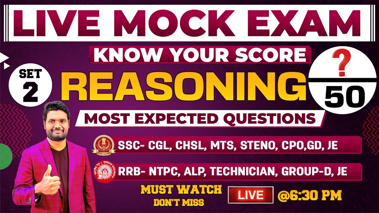 REASONING Mock Paper Explanation SET-2 | Most Expected Questions For ALL SSC AND RAILWAY EXAMS