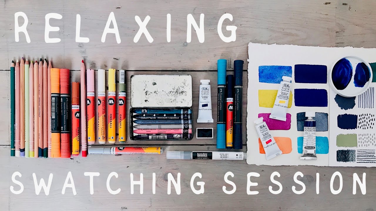 A LONG RELAXING SWATCHING SESSION ☕🎨 Chatting + ASMR art sounds, drawing and painting (no music)