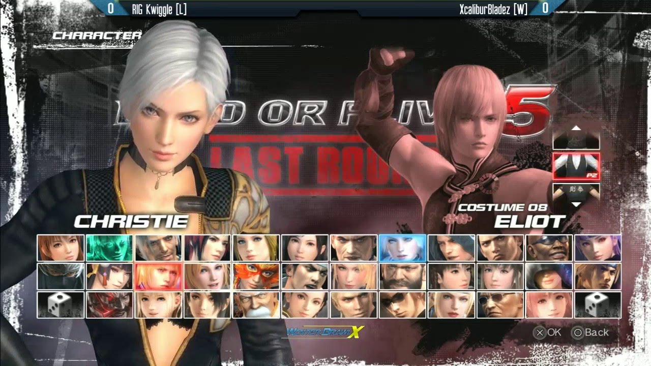 DOA5LR: Winter Brawl X - Grand Final - RIG Kwiggle (Christie) vs XcaliburBladez (Eliot) - Top 8