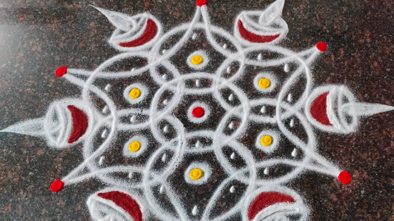 Easy vilakku kolam🪔  Karthigai Deepa kolam🌟 #momanddaughtervlogs #youtube