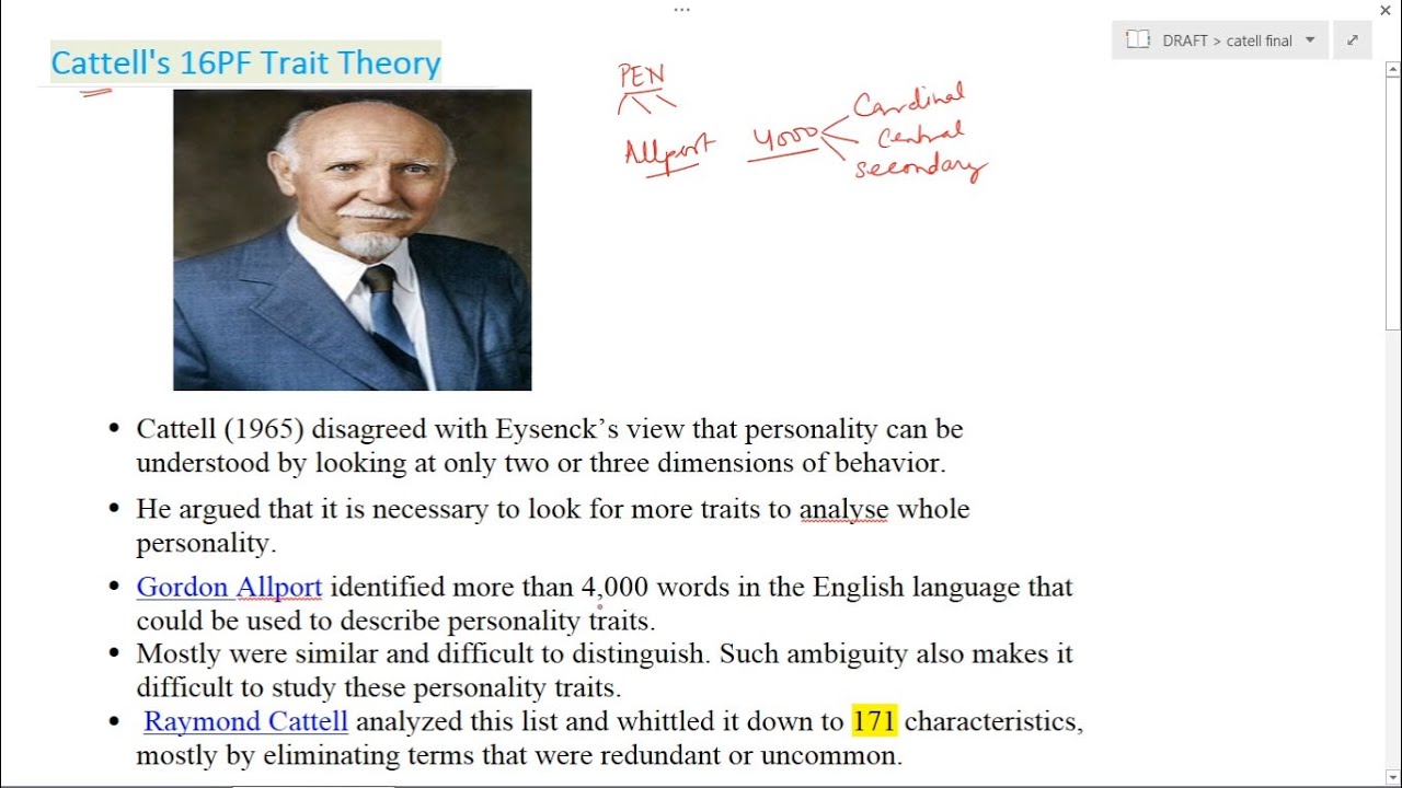Cattell's Trait Theory of Personality
