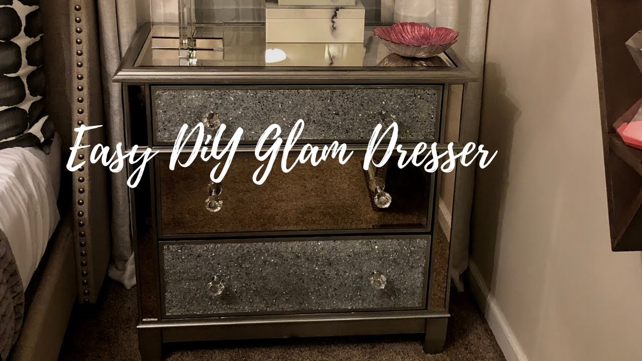 GLAM MIRRORED DRESSER | DIY CRUSHED MIRROR DECOR