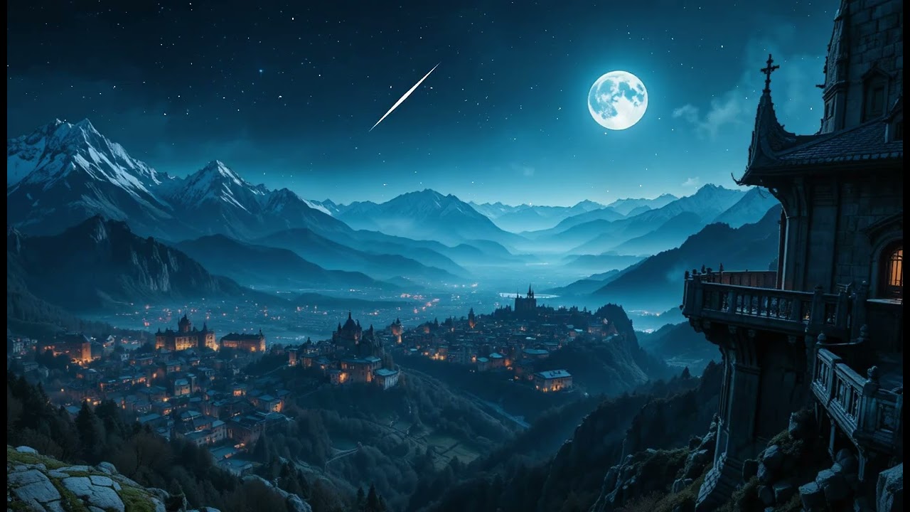 Starlight Rain Over the Sleeping Village | Dark Night Atmosphere