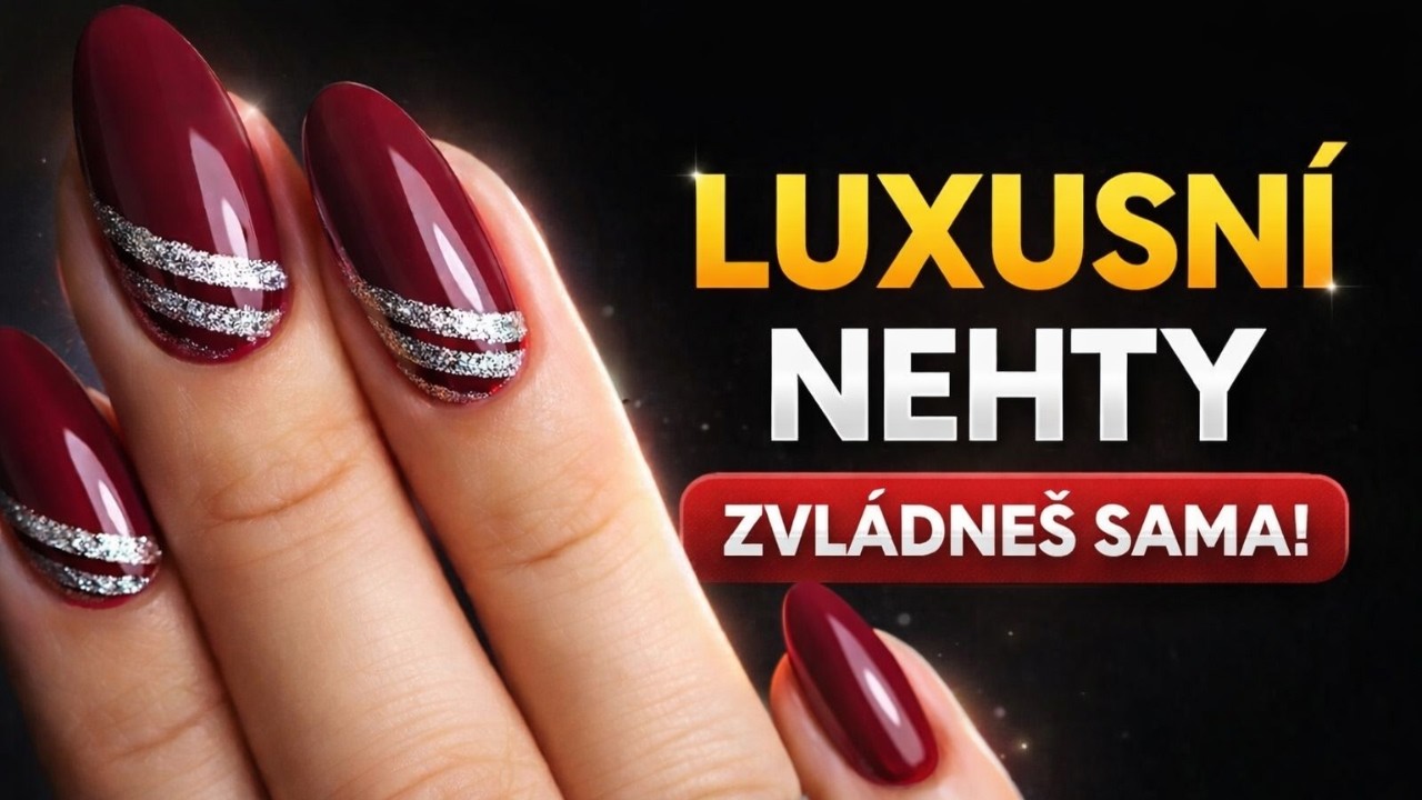 Luxusní vínové gelové nehty se stříbrným zdobením | Elegantní design krok za krokem