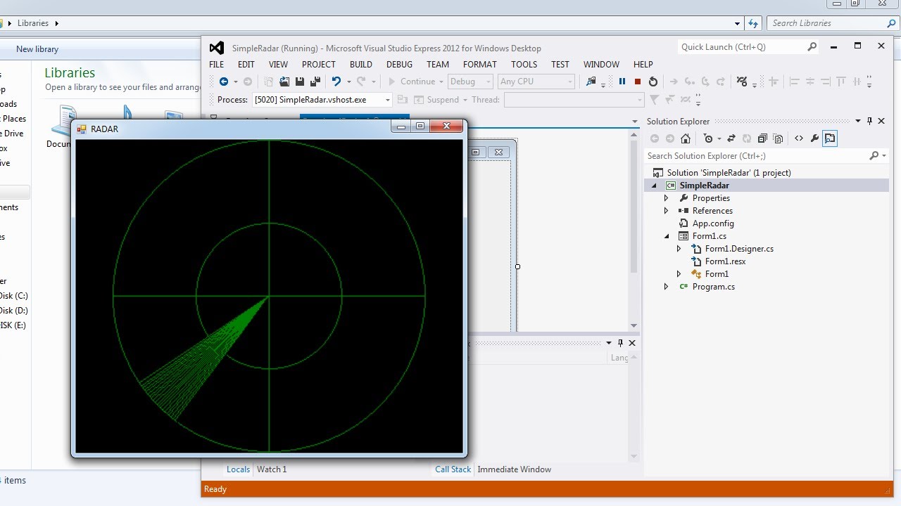 Visual Studio | Design a simple RADAR screen in C#
