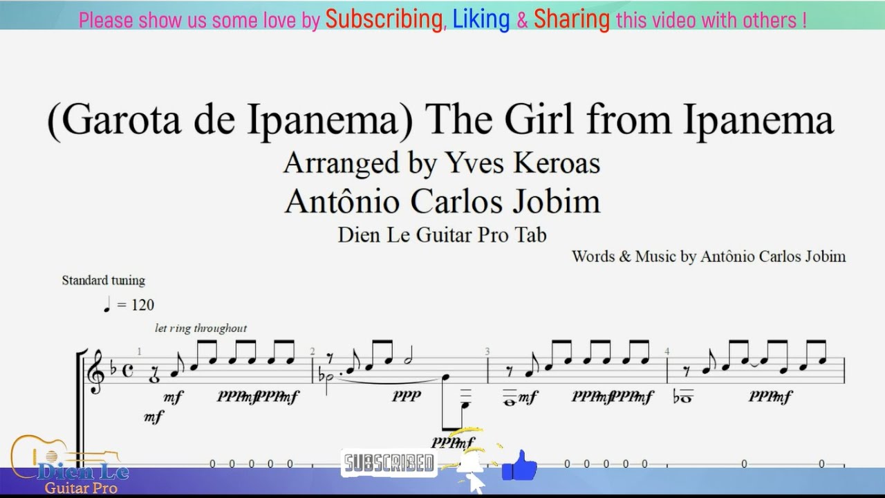 Guitar Cover Solo - (Garota de Ipanema) The Girl from Ipanema - for Guitar Tutorial with TABs