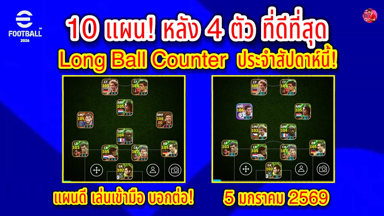 10 แผน! Long Ball Counter หลัง 4 ที่ดีที่สุด ไม่ต้องแต่ง ประจำสัปดาห์นี้! 5/1/2569 #efootball 