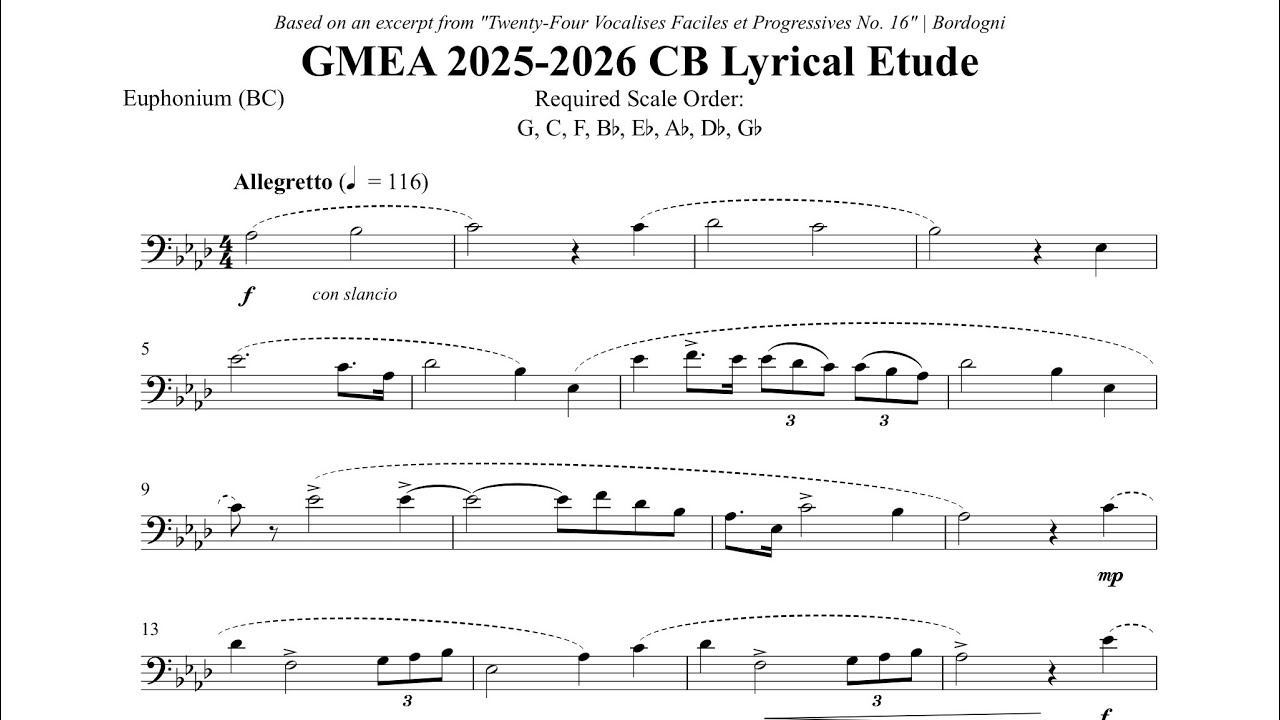 2025-2026 GMEA Etudes | Concert Band (9-10) Euphonium and Trombone Lyrical