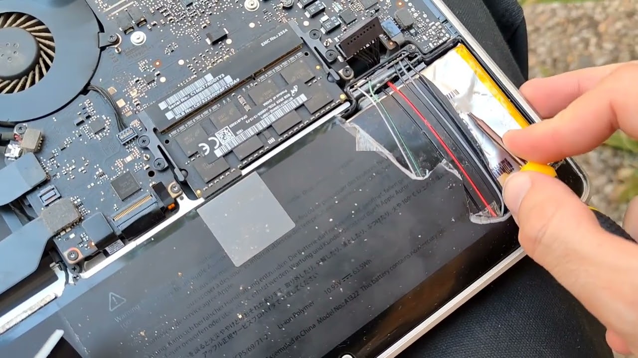 Puncturing MacBook battery to fix trackpad issues - 2012 not retina is a harder one!
