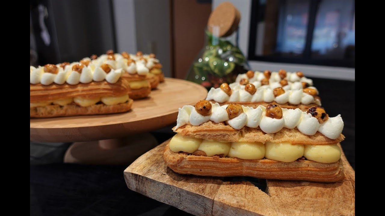 RECETTE DES ECLAIRS VANILLE-PRALINE NOISETTES CARAMELISEES Eclairs vanille facile
