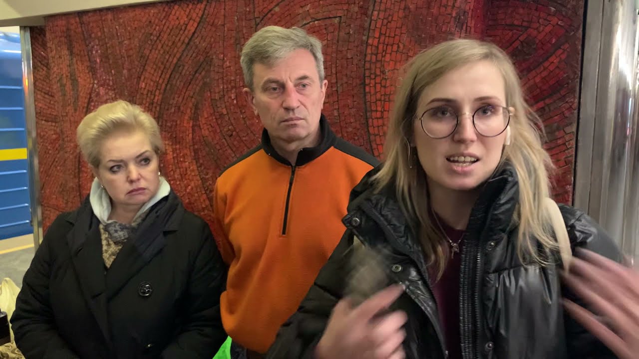 WAR in Ukraine:   Family Sheltering in Place in Palaats Ukraine Metro in Kyiv, Ukraine 🇺🇦 💙 💛