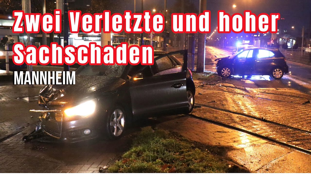 Kollision in Mannheim: Zwei Personen verletzt, drei Fahrzeuge beschädigt