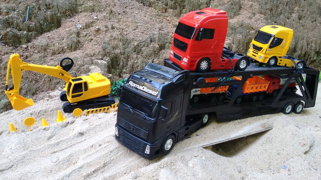 Brincando de Transportar Caminh&otilde;es no Caminh&atilde;o Cegonha (Stork truck toy on the road)