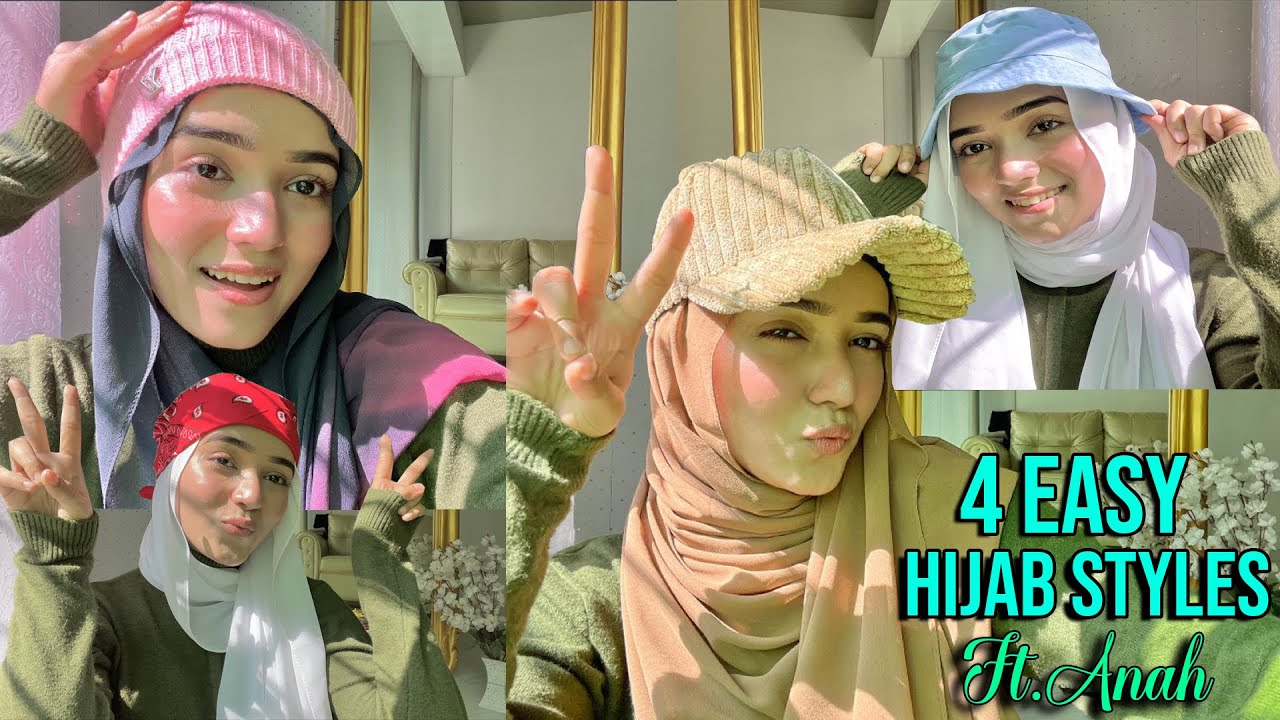 4 DIFFERENT HIJAB STYLES | Beanie, Cap, Bucket, Bandana| Hijab with ANAH
