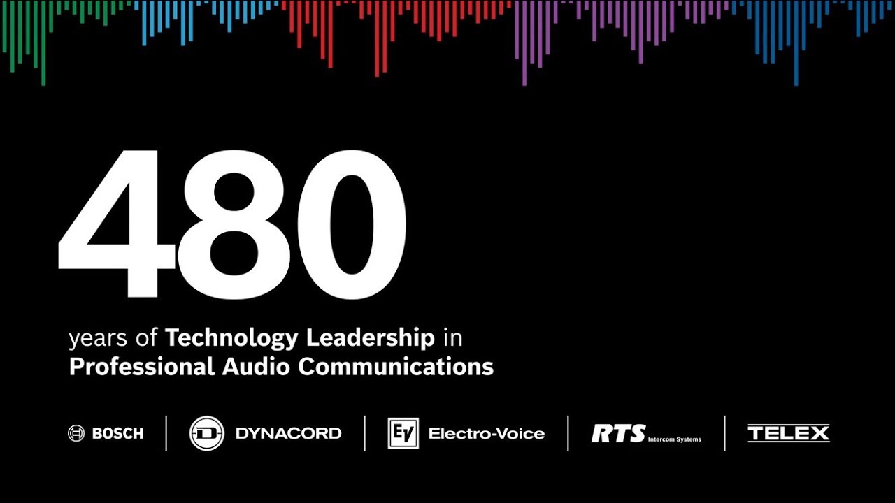 480 years of tech leadership across Conference, Public Address, Electro-Voice, Dynacord, RTS, Telex!