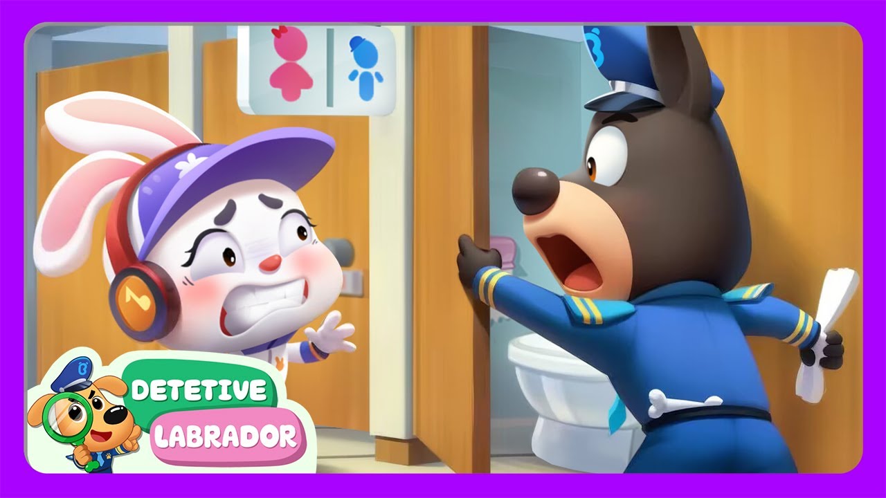 Pipi Rabiit Precisa Ir ao Banheiro 🚽 Bons Hábitos ✅  Desenho Animado 🔍 Detetive Labrador