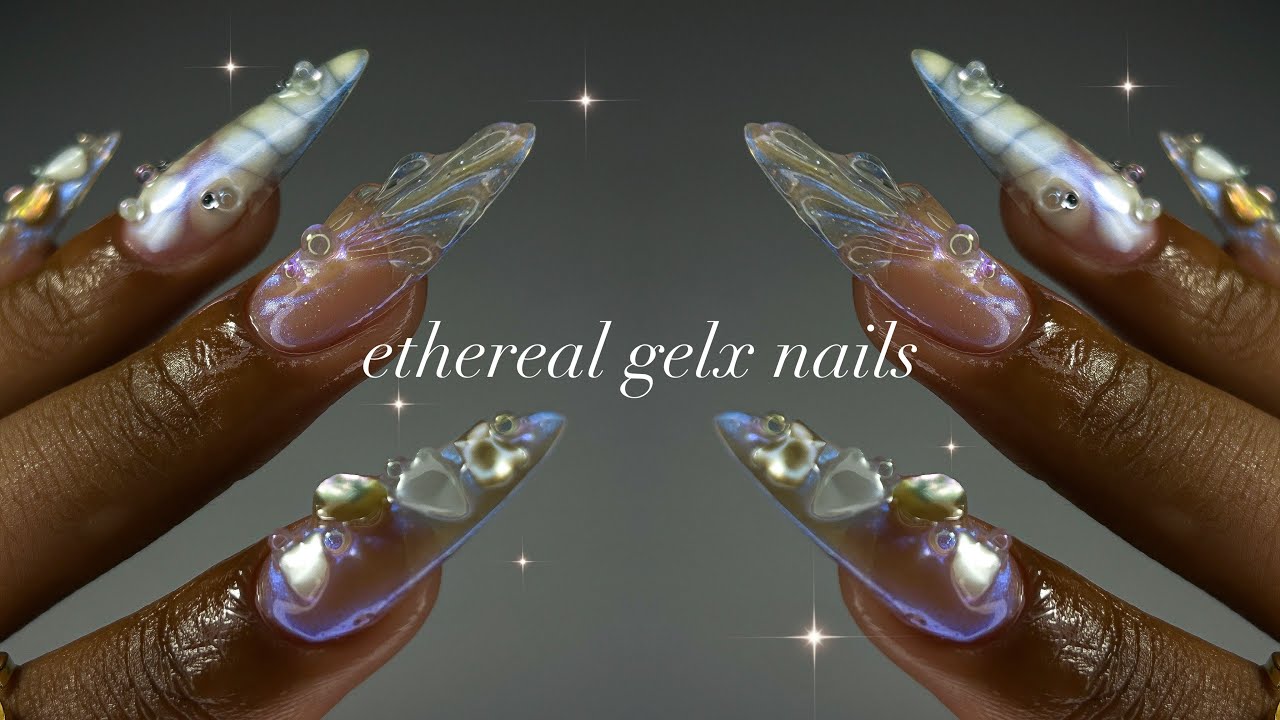 Ethereal GelX Nails🫧✨| beginner-friendly extensions + magical nail art!✨
