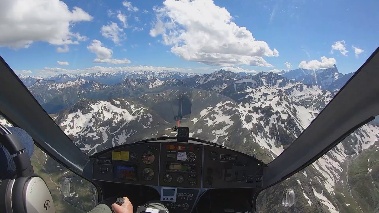 Magni M24 Gyrocopter Flight from Sion, Switzerland to Aosta in Italy
