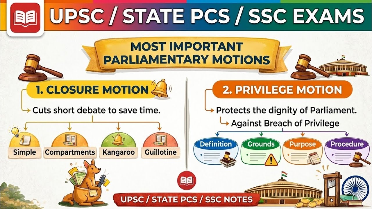 Closure Motion & Privilege Motion in Parliament | Complete Polity Lecture for UPSC #upsc  #ssc 