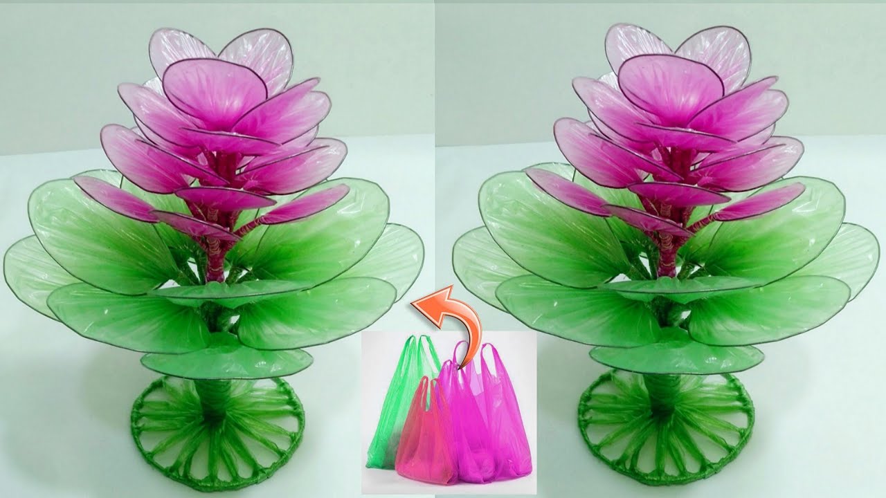 पॉलीथीन से गुलदस्ता बनाने का आसान तरीका/EASY PLASTIC BAG GULDASTA/POLYTHENE SE GULDASTA BANAYE