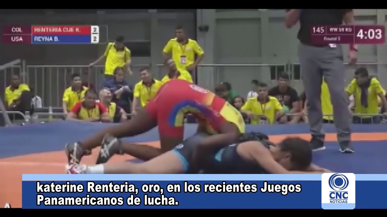 katerine Renteria, oro, en los recientes Juegos Panamericanos de lucha