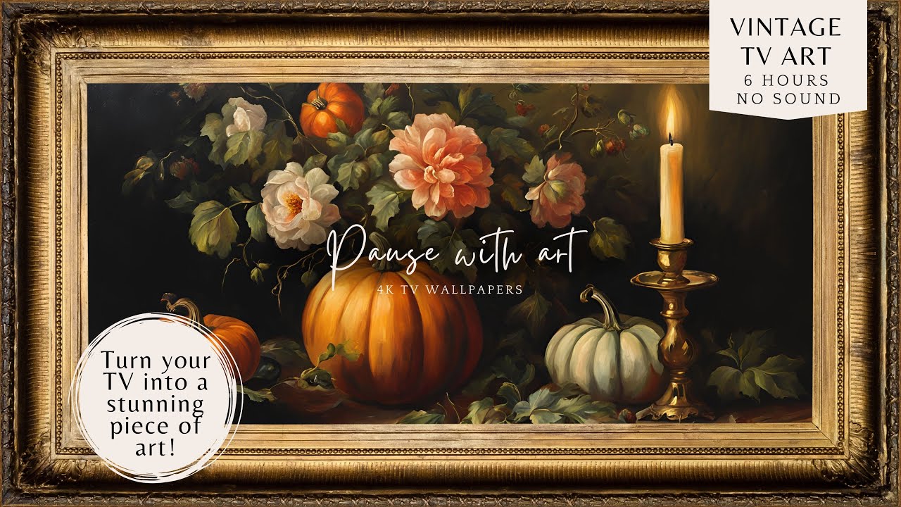 4K Frame TV Art Vintage Candlelit Harvest | Vintage Oil Painting Style | Moody Autumn Fall TV Art