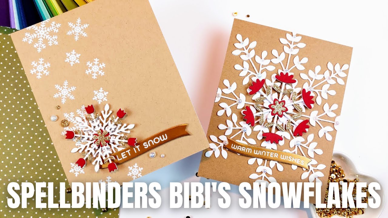 New Spellbinders Release Bibi's Snowflakes | Simple Cards With Classic Christmas Colors