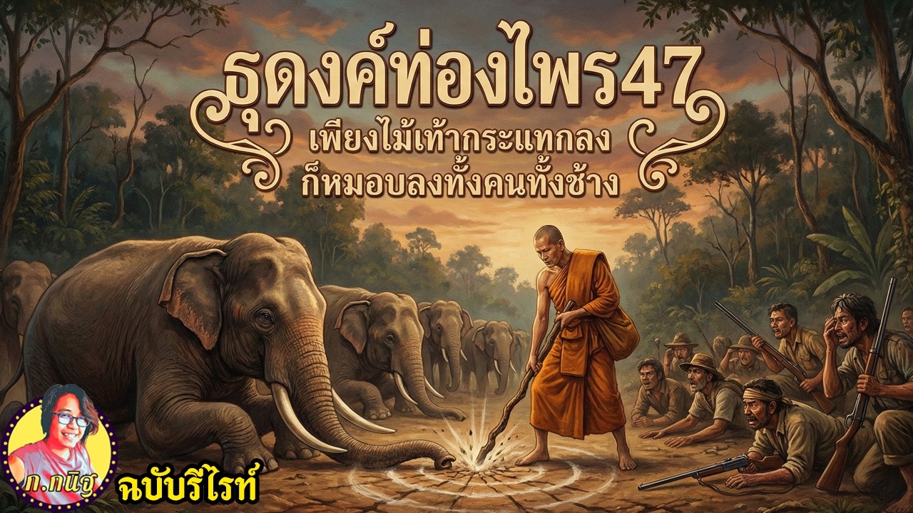 หลวงพี่ครุฑ ธุดงค์ท่องไพร ตอนที่ 47 l เพียงไม้เท้ากระแทกลง ก็หมอบลงทั้งคนทั้งช้าง