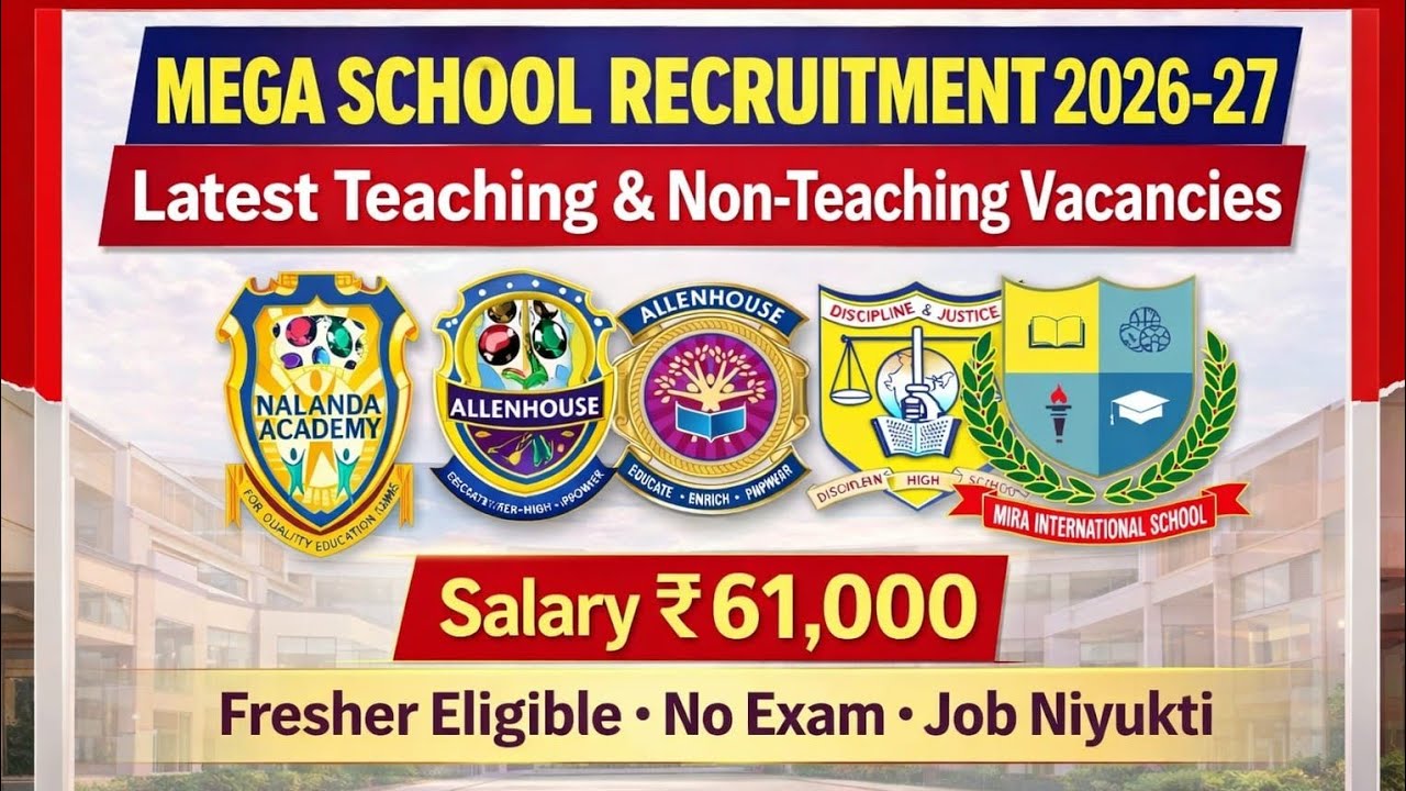 School Recruitment 2026-27 🔥| Latest Teaching & Non-Teaching Jobs | PGT TGT PRT | Salary ₹ 60k #jobs