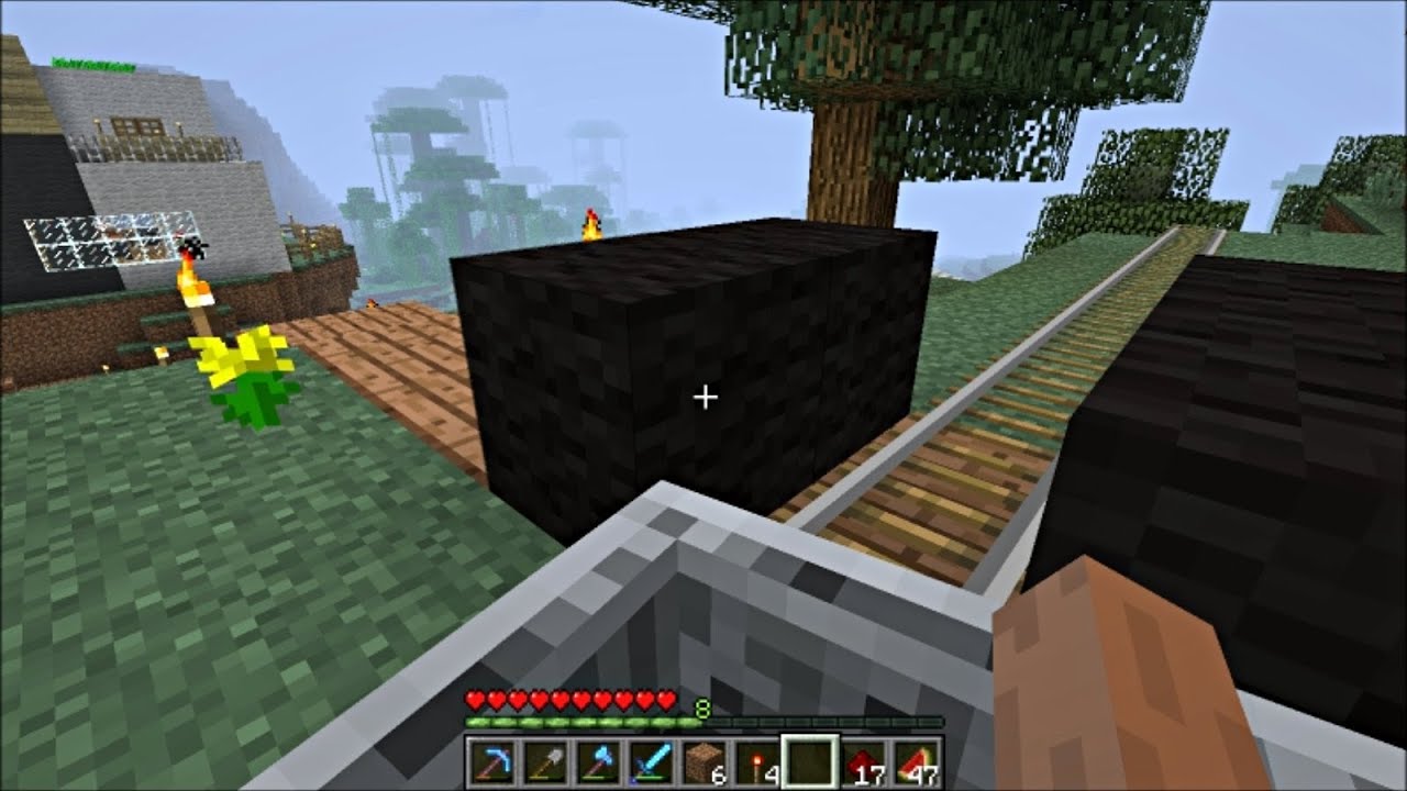 Minecraft - A simple railroad crossing with barriers