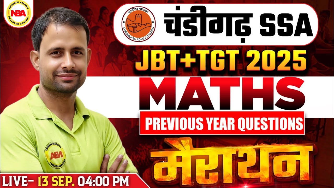 SSA Chandigarh 2025 | JBT + TGT Maths Previous Year Question Marathon | Sonu Sir