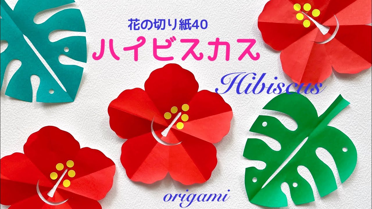 【折り紙】花の切り紙(40) ハイビスカス🌺 Hibiscus origami