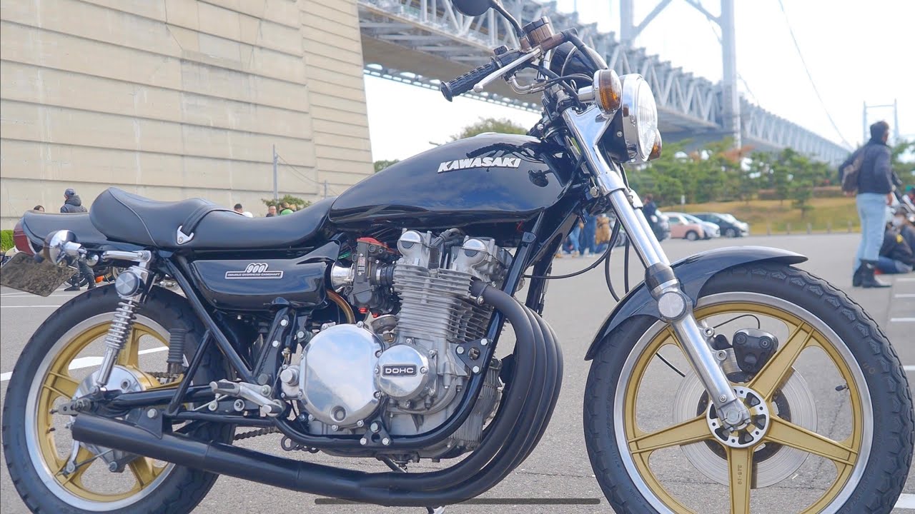 カワサキZ1 メーカー不明のマフラー音が最高すぎる❗ハヤシキャストホイール❗ヨシムラTMR-MJN JMCバックステップ 与島コーヒーミーティング‼️