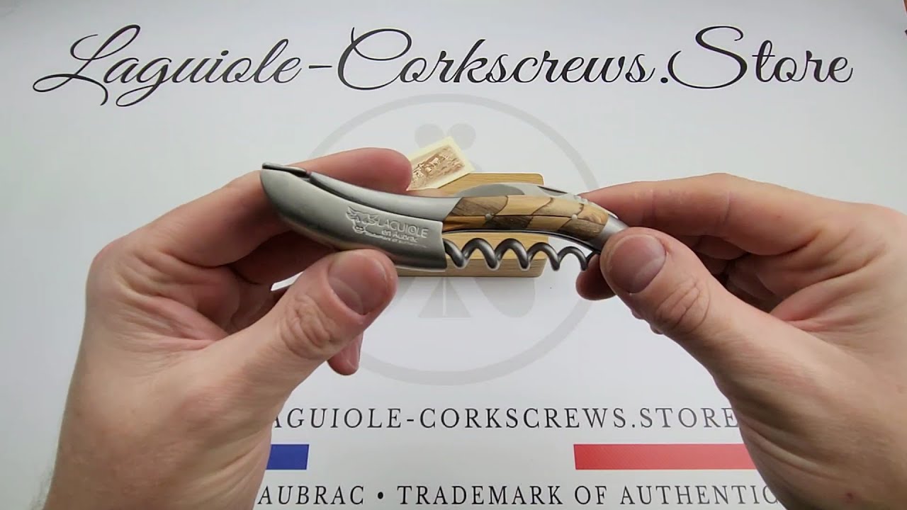 Laguiole Corkscrew Checkerboard Inlay Walnut/Juniper