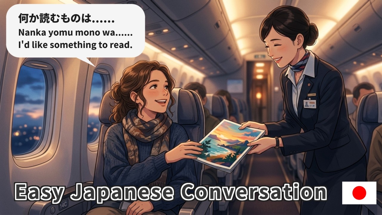 Easy Japanese Conversation | Listening Practice | On the Airplane