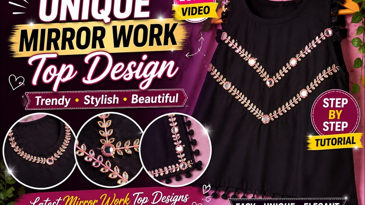 💖Mirror work top designs 💖✨️ plane kapde pe Mirror work embroidery se attractive top kaise banaye