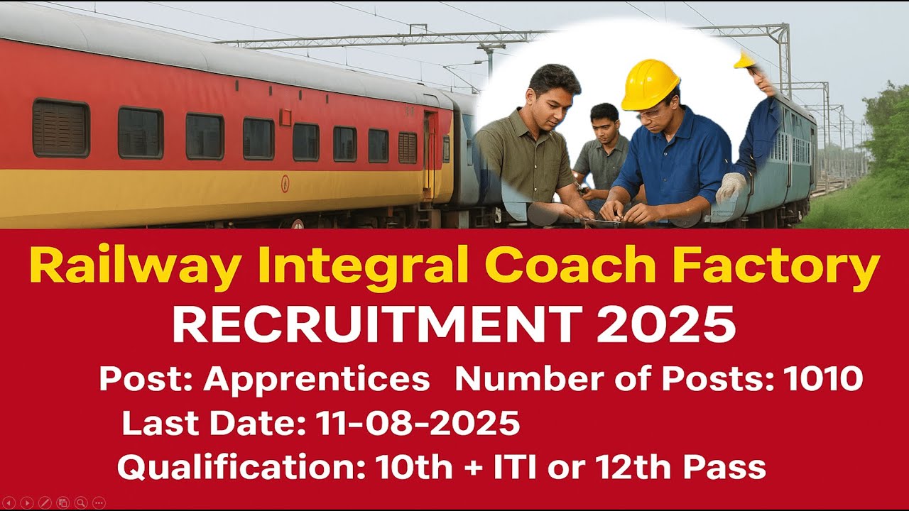 Railway ICF Recruitment 2025 🔥 | 1010 Apprentice Vacancies | 10th + ITI / 12th Pass Jobs