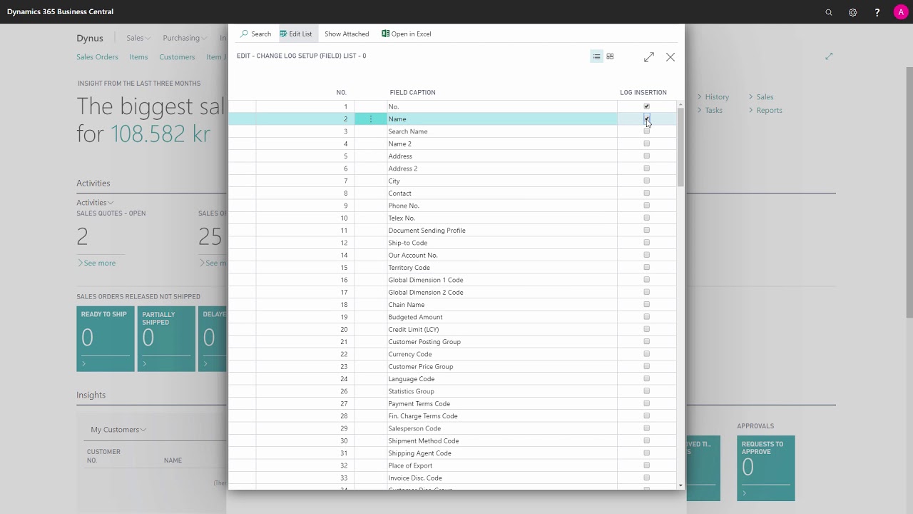 Setting up the Change Log - Microsoft Dynamics 365 Business Central