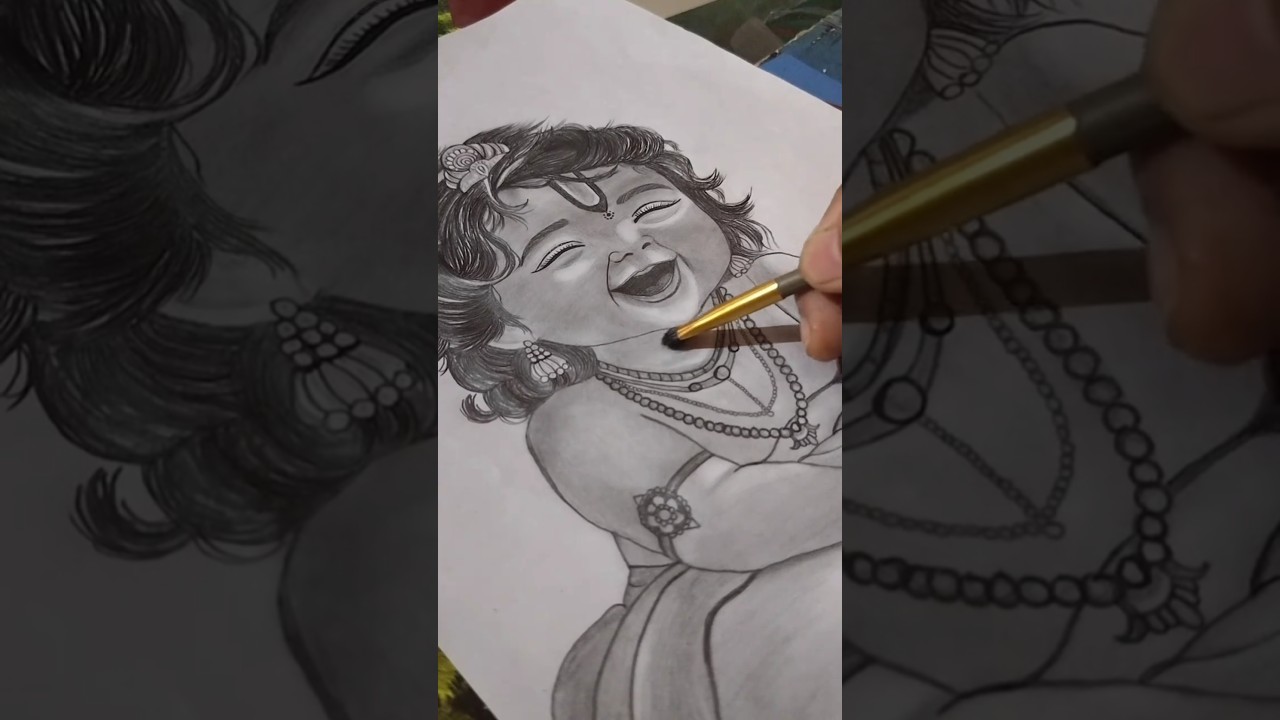 Cute Little Krishna Drawing | Pencil Sketch Art 
