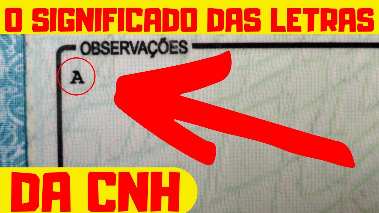 CONHEÇA TODAS AS LETRAS DA CARTEIRA DE HABILITAÇÃO