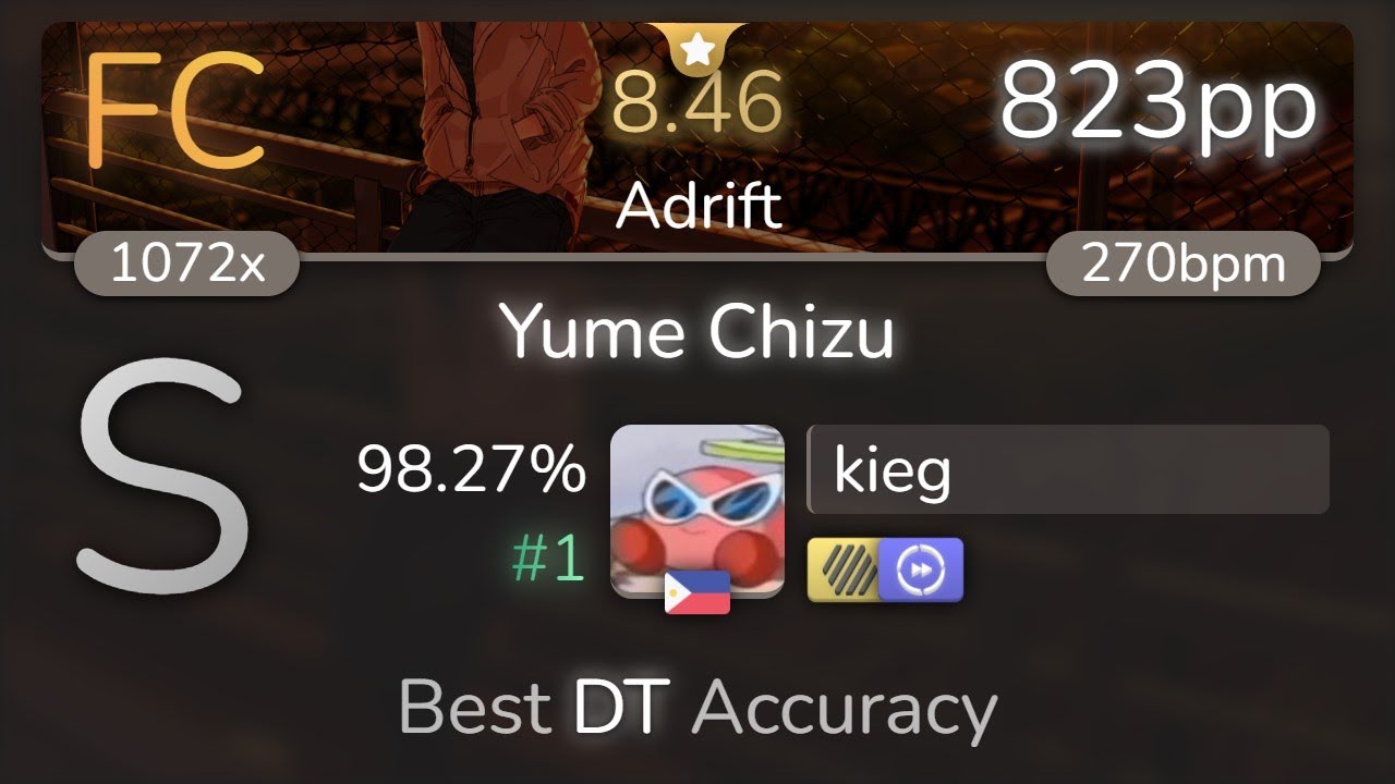 kieg | ITO KASHITARO - Yume Chizu [Adrift] +HDDT 98.27% {#1 823pp FC} - osu!