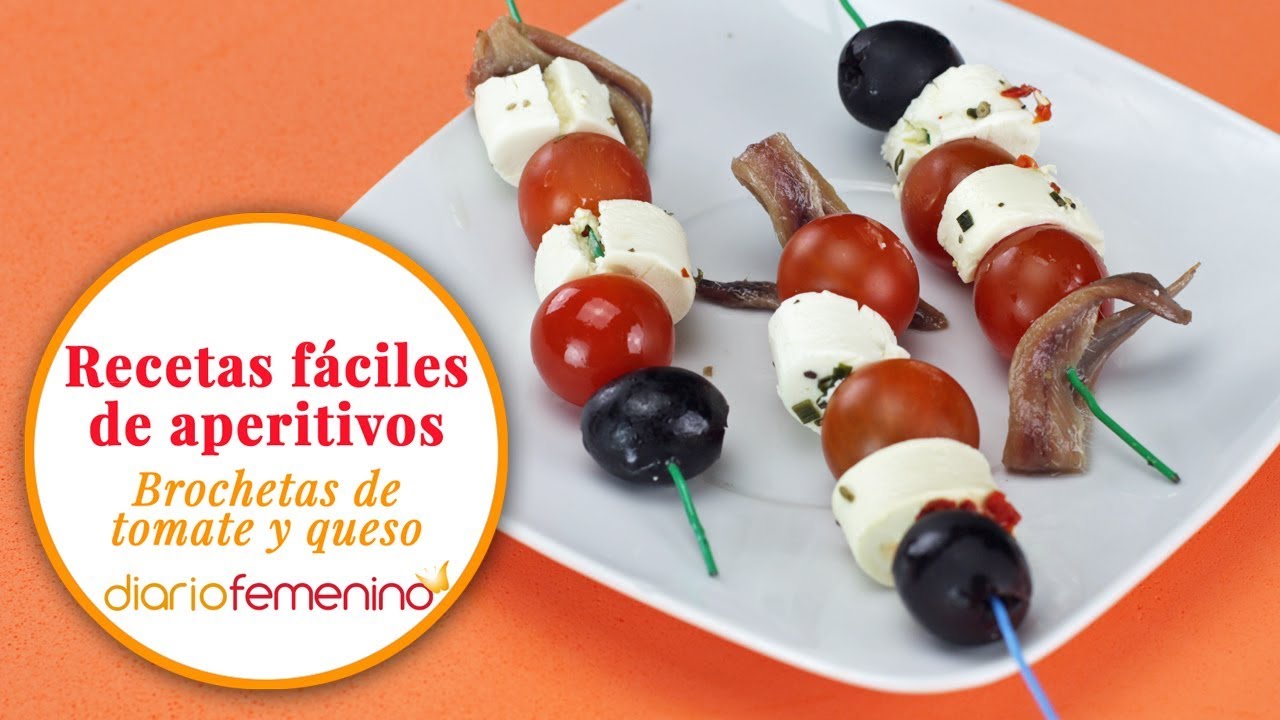 C&oacute;mo hacer brochetas de tomate y queso | Recetas de aperitivos f&aacute;ciles