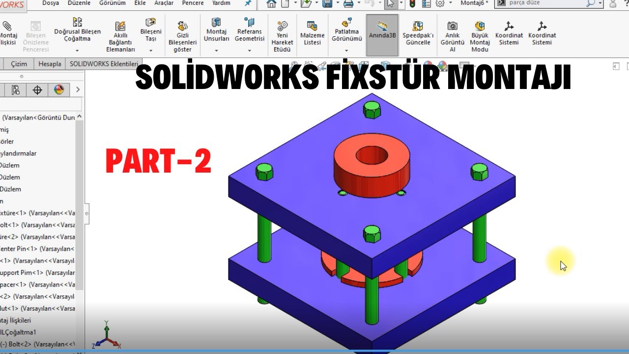 SOLİDWORKS FİXTÜR MONTAJI PART-2  Proje-16   #solidworks