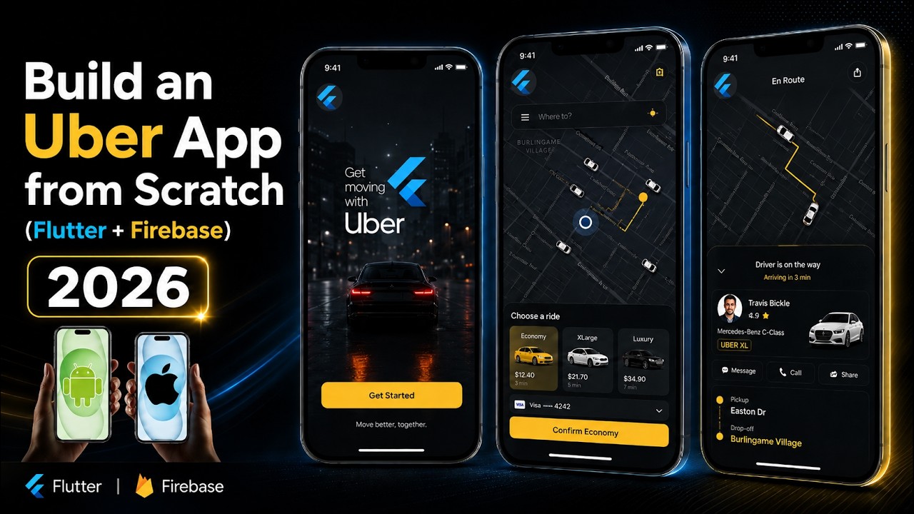 UBER Clone with Flutter & Firebase | Build Ride Sharing App like inDrive, LYFT, OLA (iOS Android)