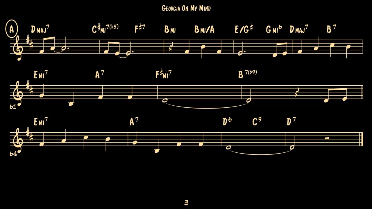 Georgia On My Mind (notation in Bb) - C Major - Sheet Music with Backing Track