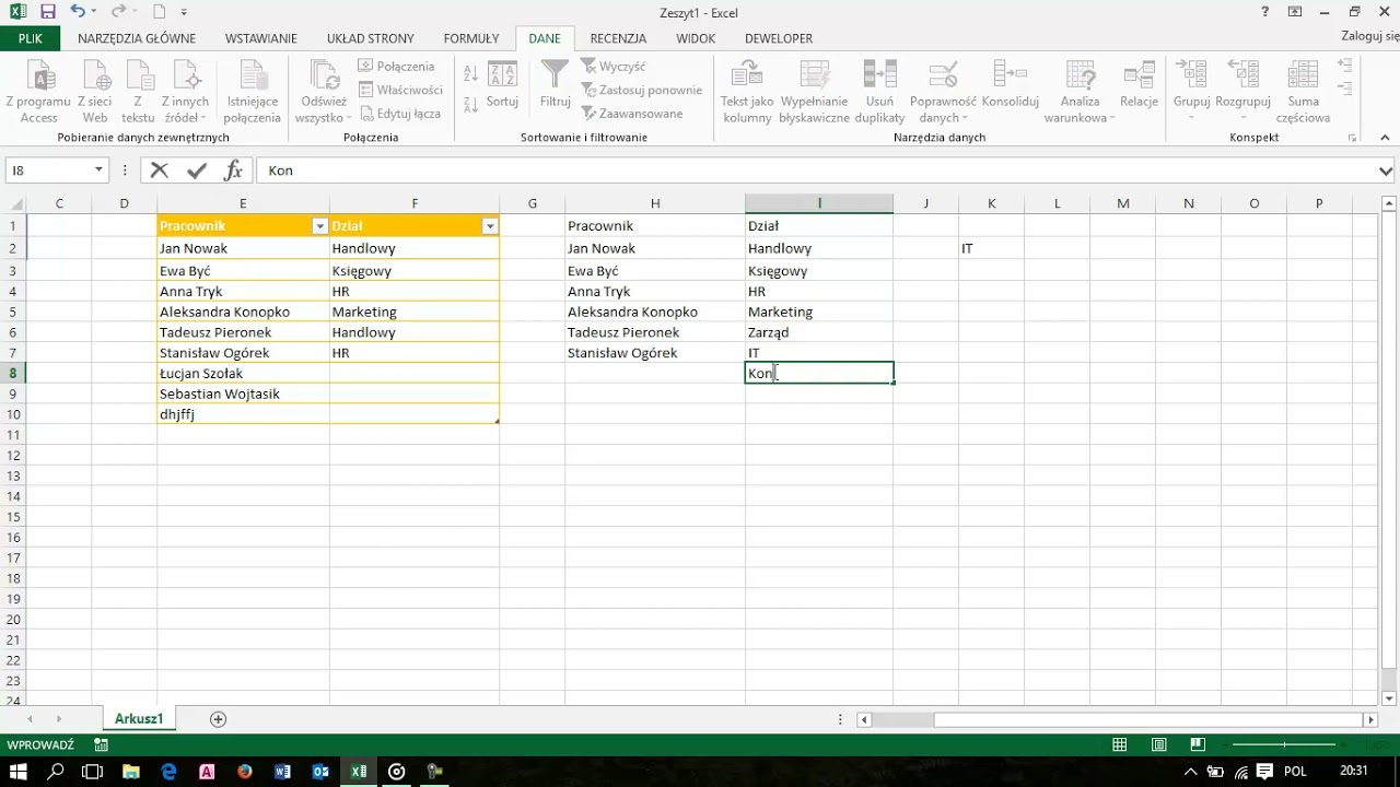 Lista rozwijana Excel, Dynamiczna lista rozwijana w Excelu.