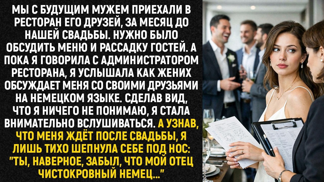 Мы с будущим мужем приехали в ресторан его друзей за месяц до нашей свадьбы.Нужно было обсудить меню