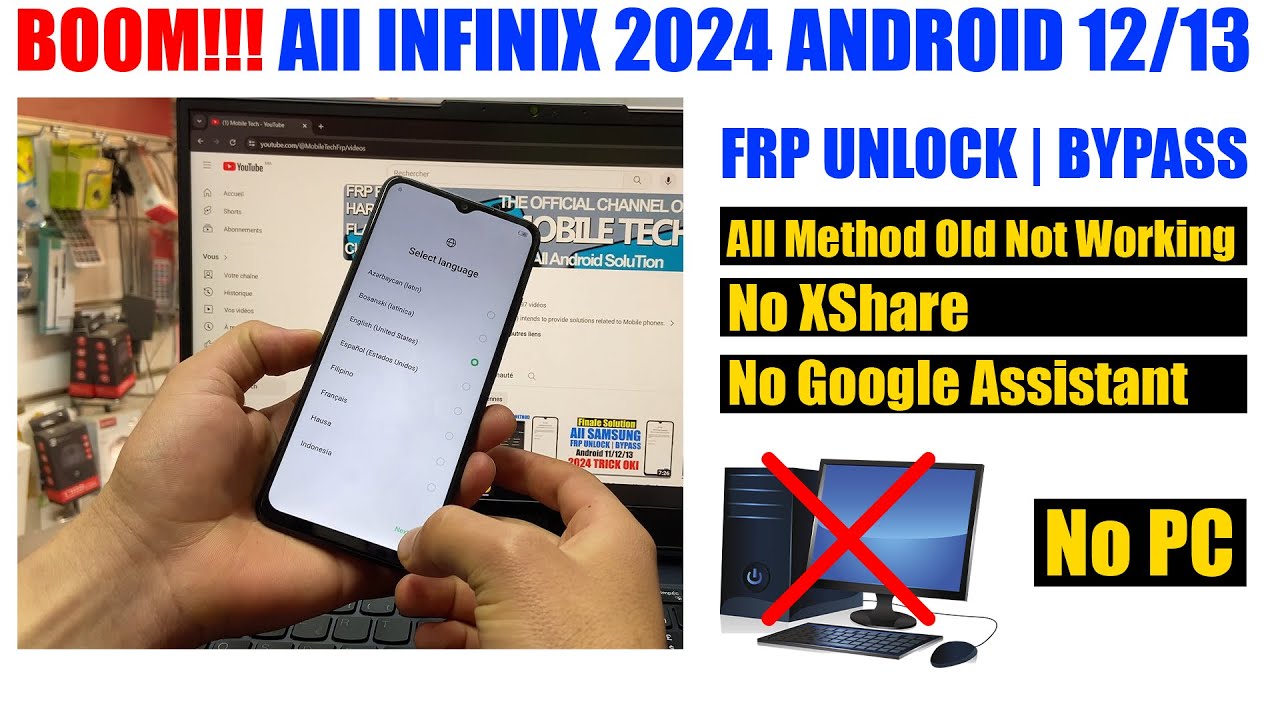 All Infinix FRP Bypass 2024 Without pc | infinix Android 12/13 Google Account Remove