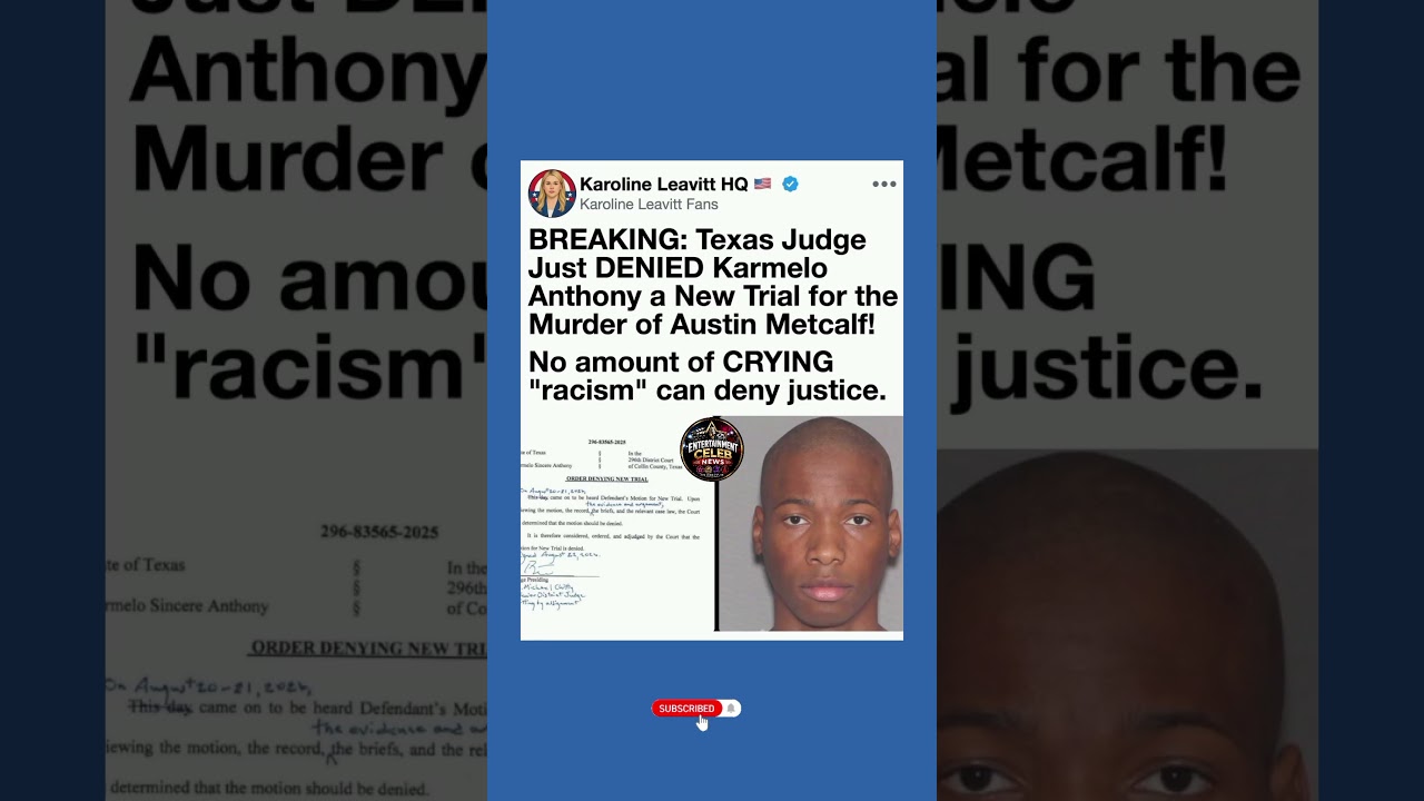 Texas Judge Denies Karmelo Anthony's Request for New Trial in Austin Metcalf Murder Case ⚖️🔨#shorts